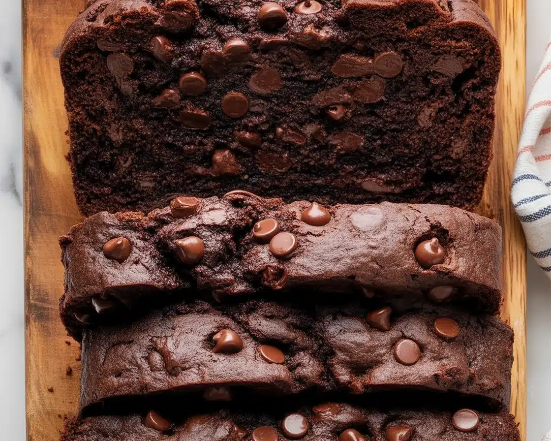 Moist chocolate chip banana bread loaded with chocolate chips and bursting with flavor.