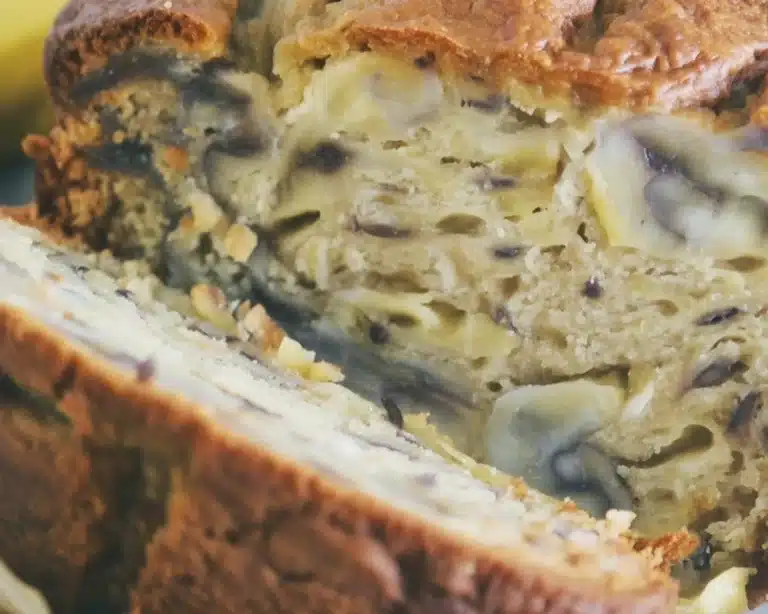 Delicious homemade easy banana bread with ripe bananas and butter baked to perfection.