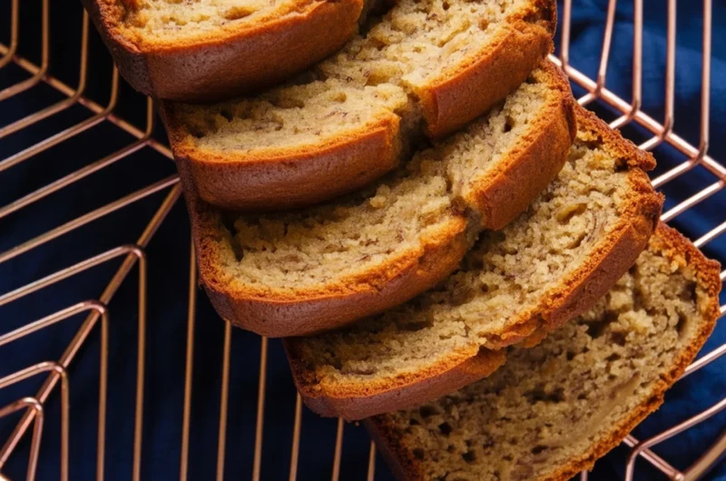 Healthy banana bread made with whole wheat flour and mixed with honey for sweetness.